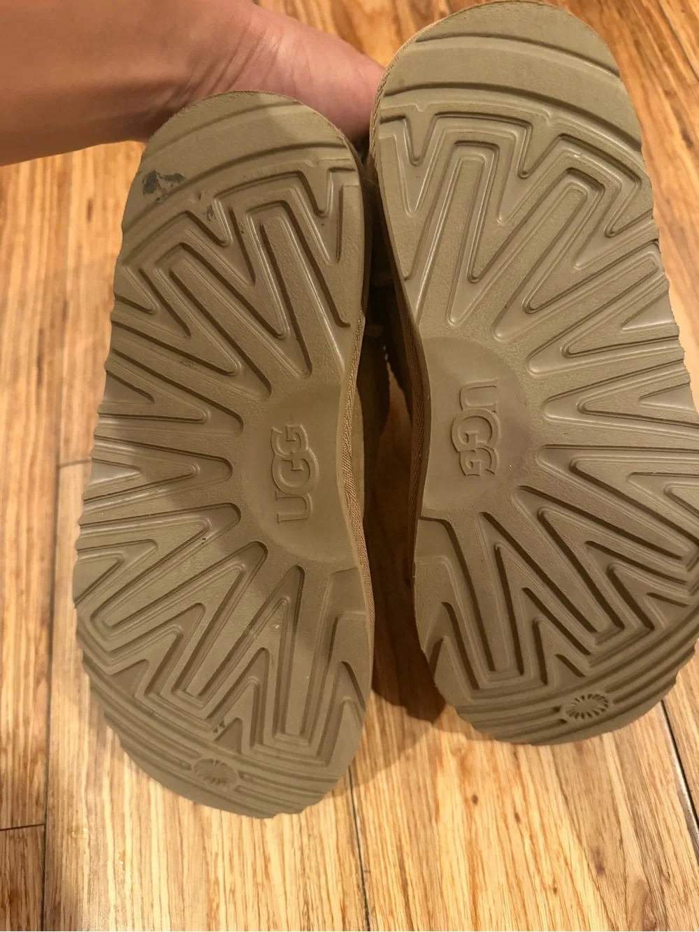 UGG Kids Chestnut Suede Booties with Shearling Lining